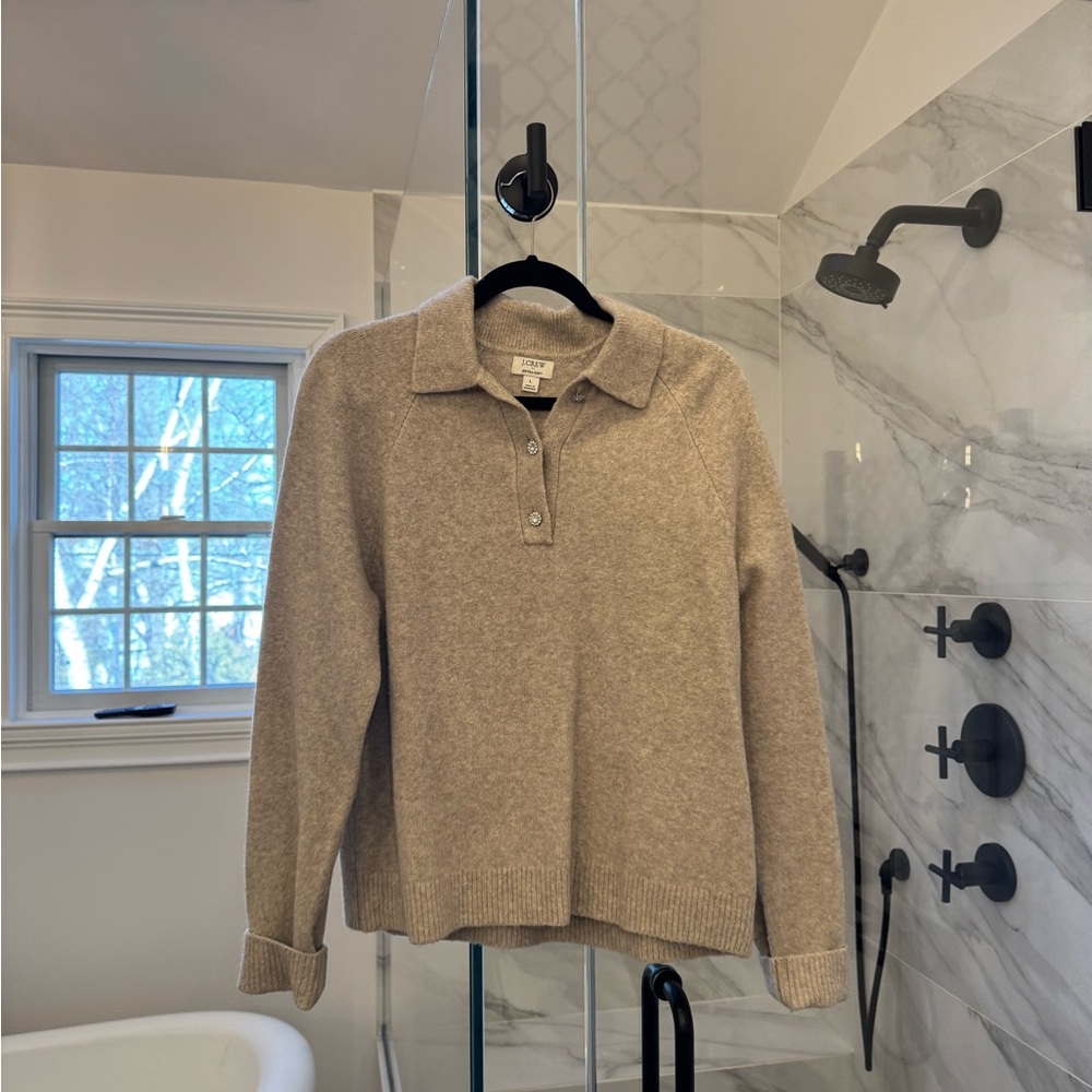 J Crew Factory Embellished Sweater Beige L